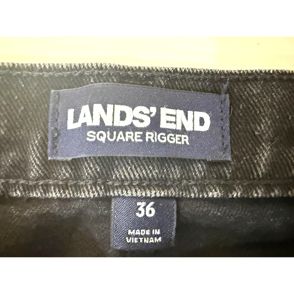 Lands' End Square Rigger Jeans Mens 36x32 Black Denim Straight Classic Fit - Picture 3 of 6